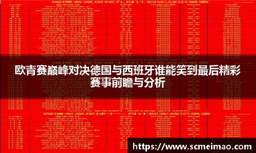 欧青赛巅峰对决德国与西班牙谁能笑到最后精彩赛事前瞻与分析